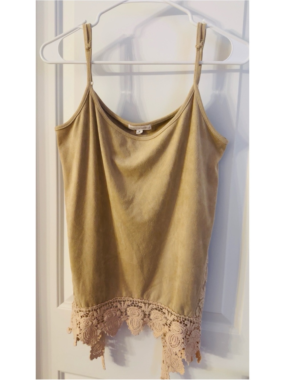 Tan Faux Suede & Lace Tank Top, Boho Summer Fairy Grunge